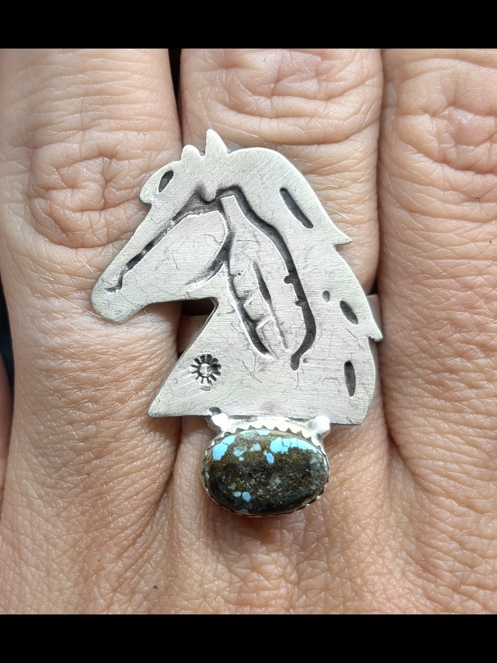 Handcrafted Horse Head Valley Blue Turquoise Ring